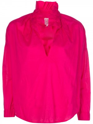 Блузка с оборками на воротнике A Shirt Thing. Цвет: розовый