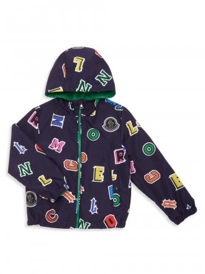 Куртка с капюшоном и принтом логотипа Delbee для маленьких детей , нави Moncler