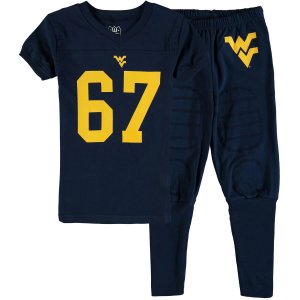 Молодежный футбольный пижамный комплект Wes & Willy Navy West Virginia Mountaineers Unbranded