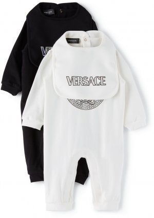 Детские белые и черные боди нагрудники Подарочный набор Versace