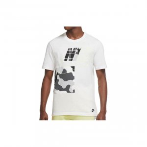 Мужская футболка с камуфляжным принтом и круглым вырезом короткими рукавами , белые топы DC2748-100 Nike