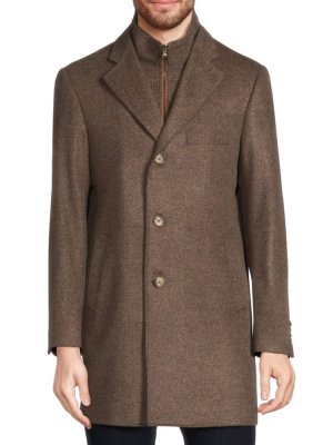 Пальто в стиле «автомобиль» из полушерсти Modern Fit с нагрудником , коричневый Saks Fifth Avenue