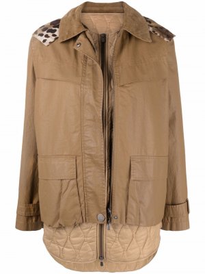 Куртка с капюшоном и съемным жилетом PINKO. Цвет: коричневый