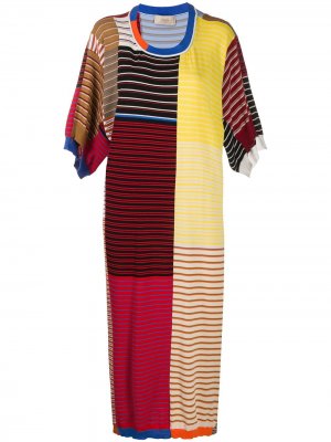 Трикотажное платье в стиле колор-блок Maison Flaneur. Цвет: красный