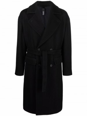 Двубортное шерстяное пальто Hevo. Цвет: черный