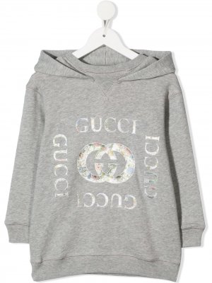 Худи с логотипом Gucci Kids. Цвет: серый
