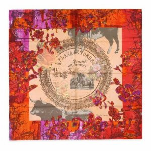 Платок , натуральный шелк, 90х90 см, мультиколор Christian Lacroix. Цвет: микс/бордовый/коралловый