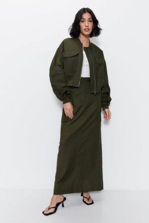 Индивидуальная юбка-макси карго , хаки Warehouse