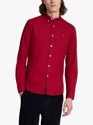 Оксфордская рубашка приталенного кроя Brewer из органического хлопка , теплый красный Farah