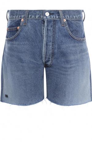 Джинсовые мини-шорты с потертостями Balenciaga. Цвет: синий