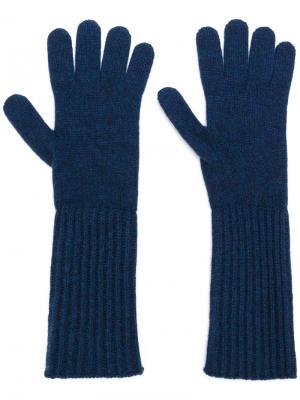Перчатки средней длины Pringle Of Scotland. Цвет: синий