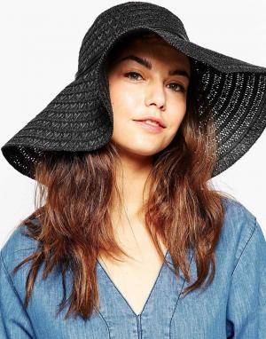 Широкополая соломенная шляпа Melissa Odabash. Цвет: черный