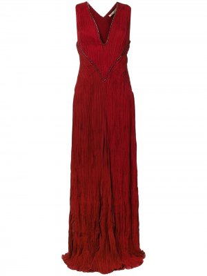 Длинное платье в складку с отделкой Roberto Cavalli. Цвет: красный