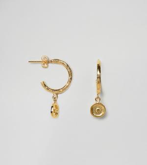Позолоченные серьги-кольца с подвесками Ottoman Hands. Цвет: золотой