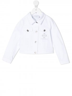 Джинсовая куртка с логотипом Ermanno Scervino Junior. Цвет: белый
