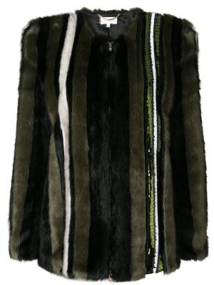 Sequin-embellished faux fur jacket Patrizia Pepe. Цвет: черный