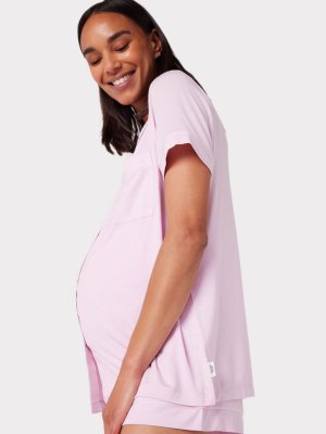 Пижамный комплект для беременных с короткой рубашкой из модала , розовый Chelsea Peers