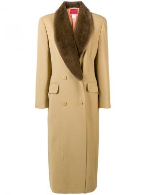 Двубортное пальто макси Kenzo Pre-Owned. Цвет: нейтральные цвета