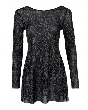 Платье мини NINEMINUTES. Цвет: черный+серебряный