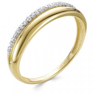 Кольцо Vesna jewelry, желтое золото, 585 проба, родирование, бриллиант, размер 17, бесцветный jewelry. Цвет: бесцветный