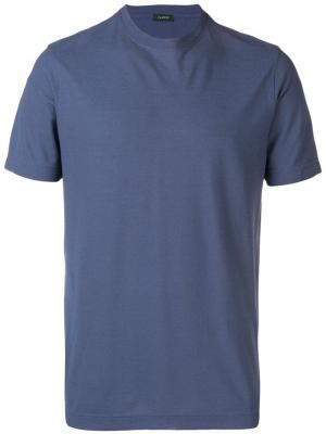 Однотонная футболка Zanone. Цвет: синий