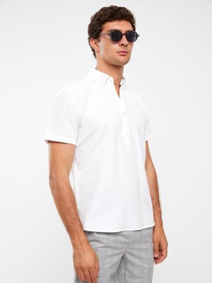 Мужская рубашка обычного кроя с коротким рукавом , белый LCW Vision