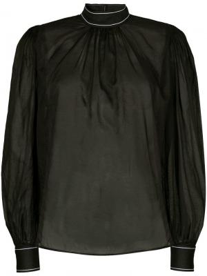 Блузка с присборенными рукавами Bassike. Цвет: черный