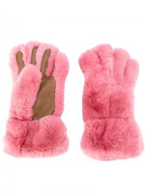 Меховые перчатки Marni. Цвет: розовый и фиолетовый