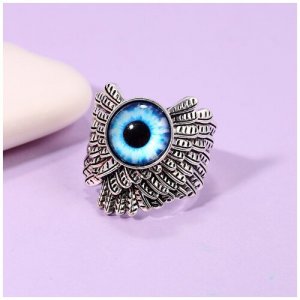 Кольцо перстень печатка Глаз дьявола дракона Plush Story. Цвет: голубой