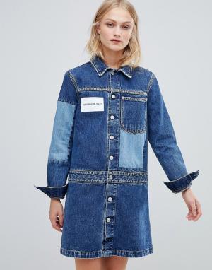 Джинсовое платье-рубашка Jeans Calvin Klein. Цвет: синий