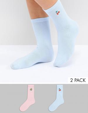 Набор из 2 пар спортивных носков Monki. Цвет: белый