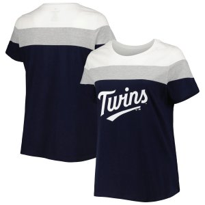 Женская темно-синяя/серая футболка Minnesota Twins с цветными блоками большого размера Unbranded