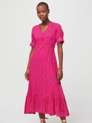 Жаккардовое платье миди с вышивкой Poppy, розовый Aspiga