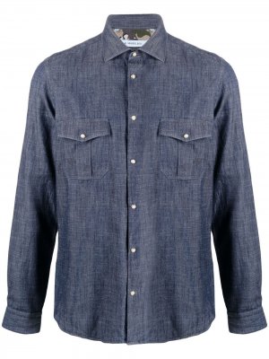 Джинсовая рубашка с эффектом потертости Manuel Ritz. Цвет: синий