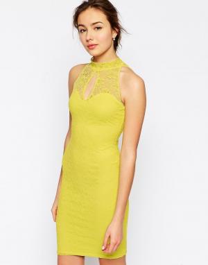 Кружевное платье с высоким воротом -Желтый Jessica Wright