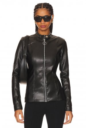 Куртка Faux Leather Fitted Moto, черный WeWoreWhat