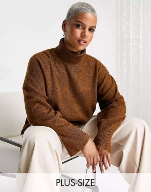 Зимний коричневый джемпер с напуском и высоким воротником M Lounge. Цвет: коричневый