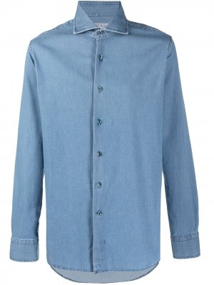 Джинсовая рубашка на пуговицах Orian. Цвет: синий