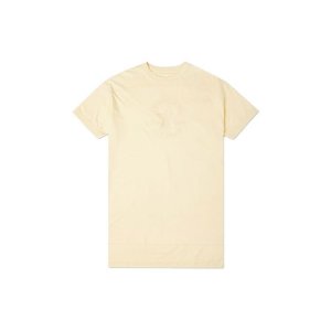 Свободная повседневная футболка средней длины с короткими рукавами и вышитым логотипом, женские топы, светло-желтые 10021721-A01 Converse
