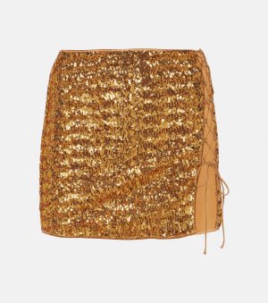 Мини-юбка с перьями и пайетками , золото Oséree