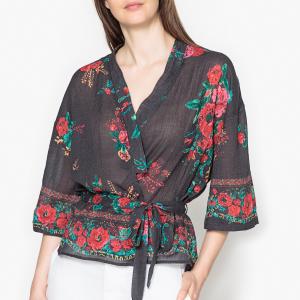 Блузка-кимоно с цветочным принтом CRAZY UKRANIA LEON and HARPER. Цвет: антрацит