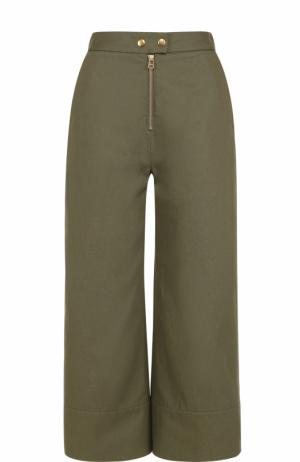 Укороченные расклешенные брюки с завышенной талией T by Alexander Wang. Цвет: хаки