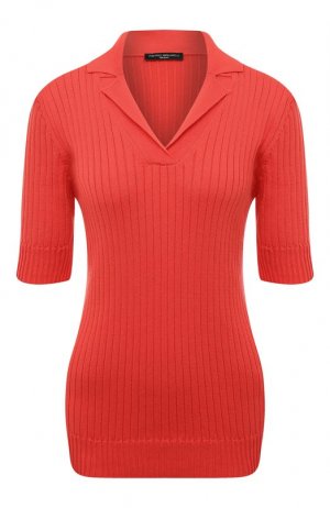 Пуловер-поло из хлопка и вискозы Pietro Brunelli. Цвет: красный