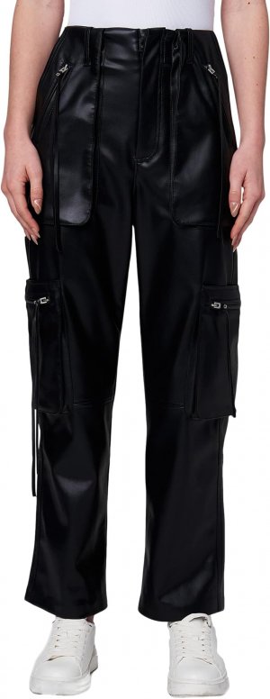 Черные кожаные брюки-карго прямого кроя Baxter , цвет Night Talk Blank NYC