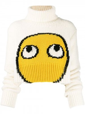 Emoji intarsia cropped jumper Maison Flaneur. Цвет: белый