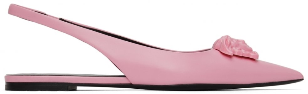 Розовые балетки Vitellino с ремешком на пятке Versace