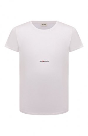 Хлопковая футболка Saint Laurent. Цвет: белый
