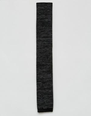 Трикотажный галстук с узором 7X. Цвет: черный