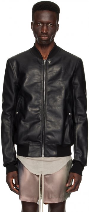 Черная классическая кожаная куртка для полетов , цвет Black Rick Owens