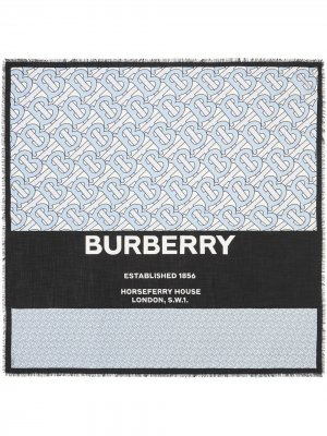 Большой платок с монограммой Burberry. Цвет: синий